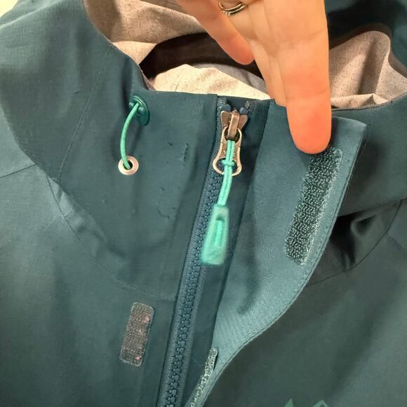 REI Co-op Women's Flash Stretch Rain Jacket Blue Teal 1X Plus Waterproof Shell - Picture 8 of 11